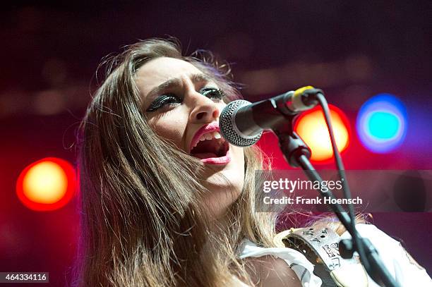 Singer Kitty Durham of the British band Kitty, Daisy and Lewis performs live during a concert at the Columbiahalle on February 24, 2015 in Berlin,...