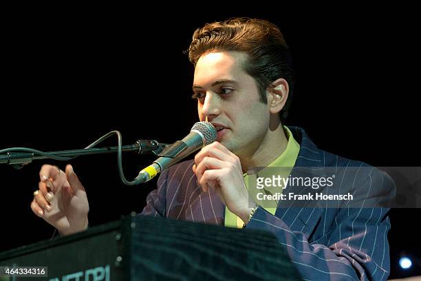 Singer Lewis Durham of the British band Kitty, Daisy and Lewis performs live during a concert at the Columbiahalle on February 24, 2015 in Berlin,...