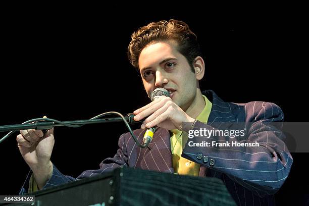 Singer Lewis Durham of the British band Kitty, Daisy and Lewis performs live during a concert at the Columbiahalle on February 24, 2015 in Berlin,...