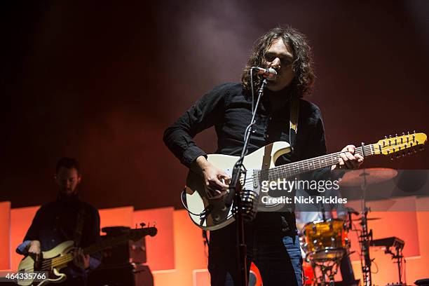 David Hartley and Adam Granduciel of The War On Drugs perform at O2 Academy Brixton on February 24, 2015 in London, England.