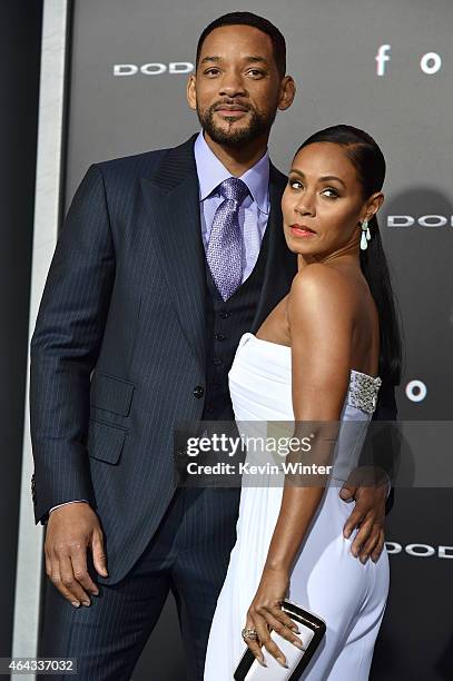 Actors Will Smith and Jada Pinkett Smith attend the premiere of Warner Bros. Pictures' "Focus" at TCL Chinese Theatre on February 24, 2015 in...