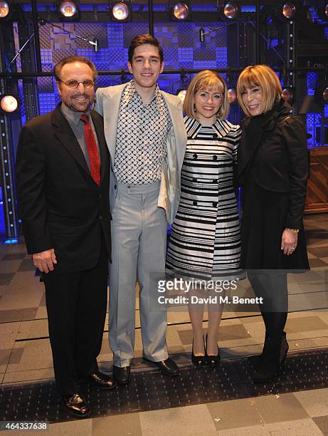 Barry Mann, Ian McIntosh, Lorna Want and Cynthia Weil bows at the curtain call during the press night performance of "Beautiful: The Carole King...