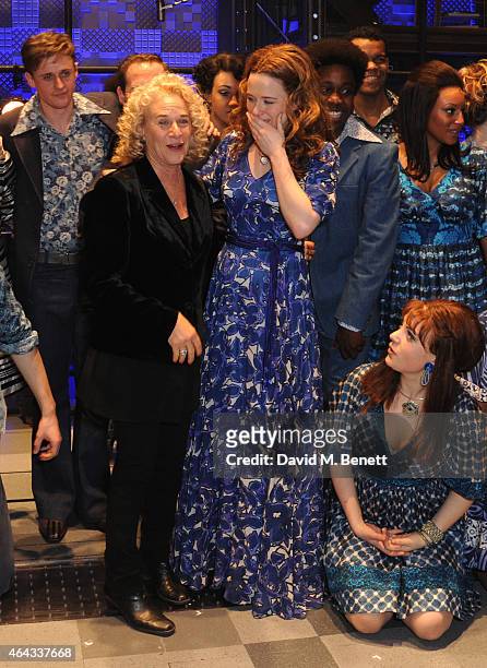 Carole King and Katie Brayben bows at the curtain call during the press night performance of "Beautiful: The Carole King Musical" at the Aldwych...