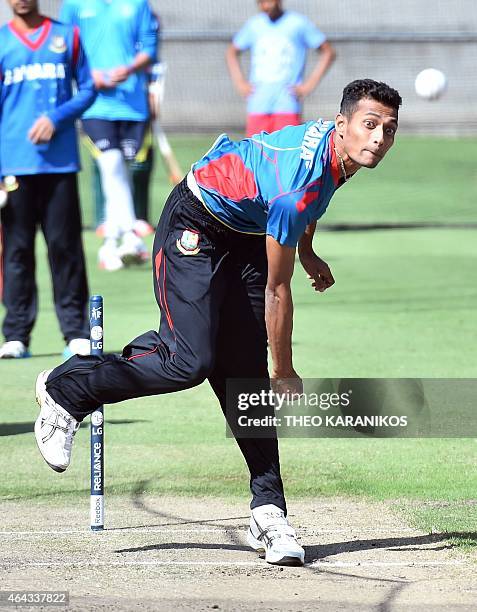 Bangladesh's Shafiul Islam attends a practice session at the Melbourne Cricket Ground on February 25 ahead of their 2015 Cricket World Cup match...