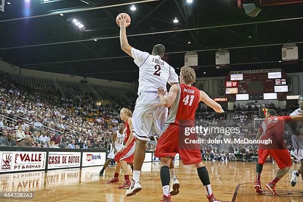 New Mexico State University Sim Bhullar in action, posting up vs University of New Mexico at Pan American Center. Las Cruces, NM 12/4/2013 CREDIT:...