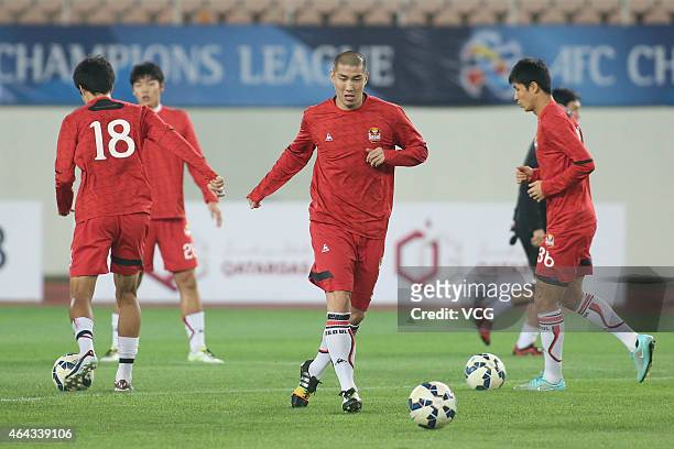 Cha Du-Ri of FC Seoul during a training session for the upcoming AFC Champions League Group H Match on February 24, 2015 in Guangzhou, China.