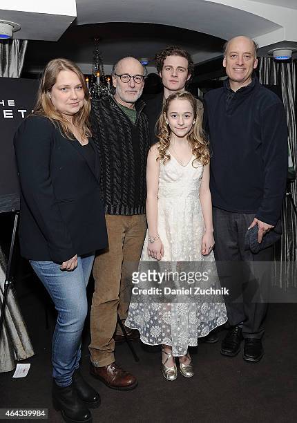 Actors Merritt Wever, Peter Friedman, Ben Rosenfield, Frank Wood and Sophia Anne Caruso attend "The Nether" Opening Night after party at 49 Grove on...