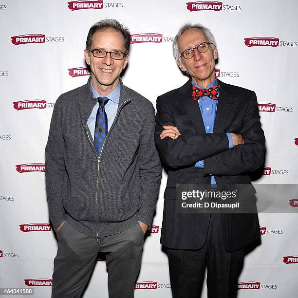 Director John Rando and playwright David Ives attend the "Lives Of The Saints" opening night afterparty at Tir Na Nog on February 24, 2015 in New...