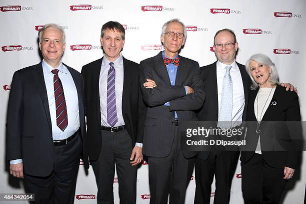 Barry Feirstein, Elliott Fox, playwright David Ives, Andrew Leynse, and Jamie deRoy attend the "Lives Of The Saints" opening night afterparty at Tir...