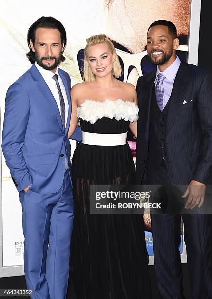 Actors Rodrigo Santoro , Margo Robbie and Will Smith arrive for the Los Angeles premiere of Warner Bros "Focus," February 24, 2015 at TCL Chinese...
