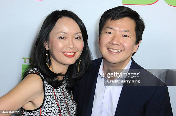 Actor Ken Jeong and wife Tran Jeong attend the premiere of 'The Duff' at TCL Chinese 6 Theatres on February 12, 2015 in Hollywood, California.