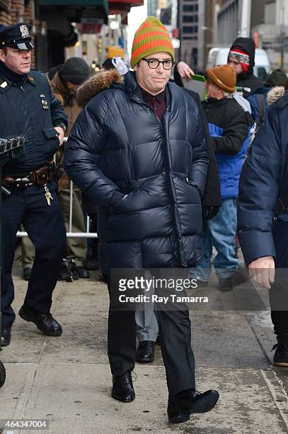 Actor Matthew Broderick leaves the "Late Show With David Letterman" taping at the Ed Sullivan Theater on February 24, 2015 in New York City.