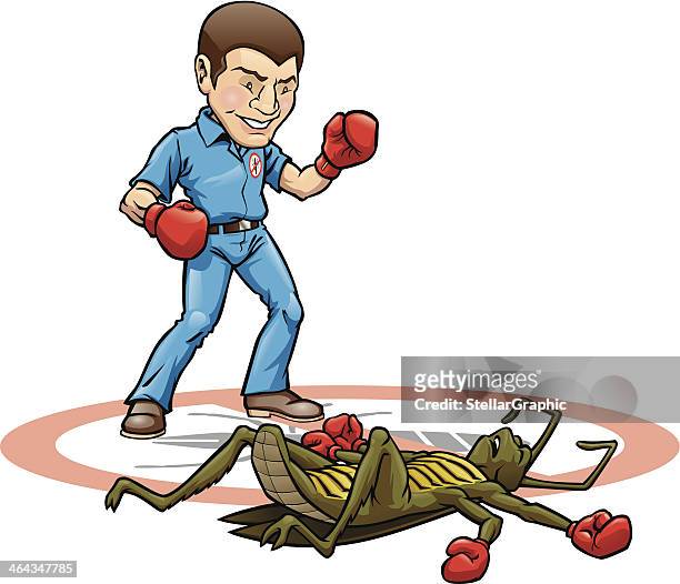 exterminator knock out - killing insects stock illustrations