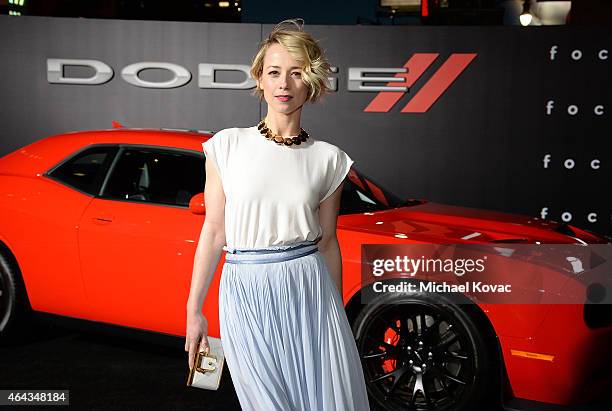 Actress Karine Vanasse attends the Los Angeles Premiere of "Focus" Sponsored By Dodge at TCL Chinese Theatre on February 24, 2015 in Hollywood,...