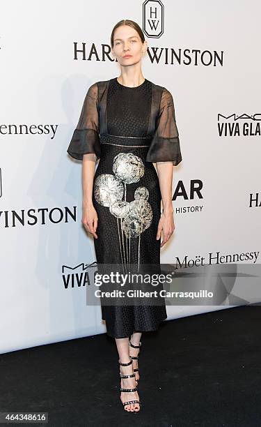 Model attends the 2015 amfAR New York Gala at Cipriani Wall Street on February 11, 2015 in New York City.