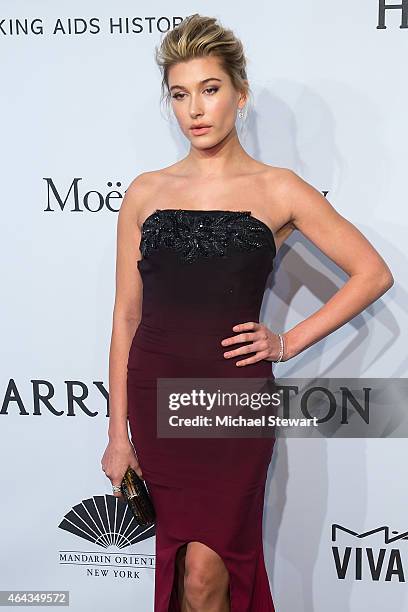 Model Hailey Baldwin attends the 2015 amfAR New York Gala at Cipriani Wall Street on February 11, 2015 in New York City.