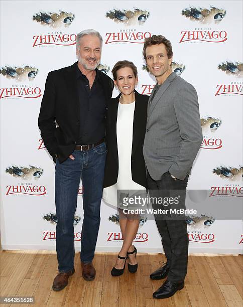 Tom Hewitt, Lora Lee Gayer and Paul Alexander Nolan attend Broadway's 'Doctor Zhivago' Photo Call at Celsius at Bryant Park on February 24, 2015 in...
