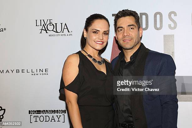 Omar Chaparro and his wife Lucy attend "A La Mala" Mexico City premiere at Cinepolis Antara Polanco on February 24, 2015 in Mexico City, Mexico.