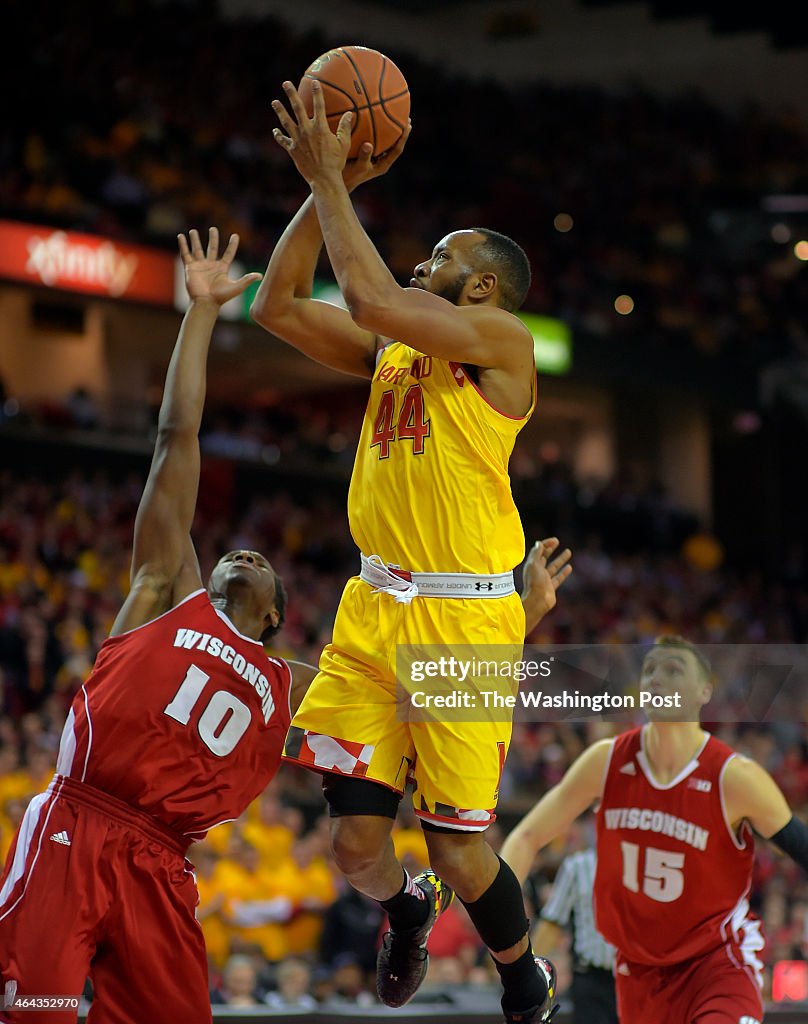 The Wisconsin Badgers play the the Maryland Terrapins in mens basketball