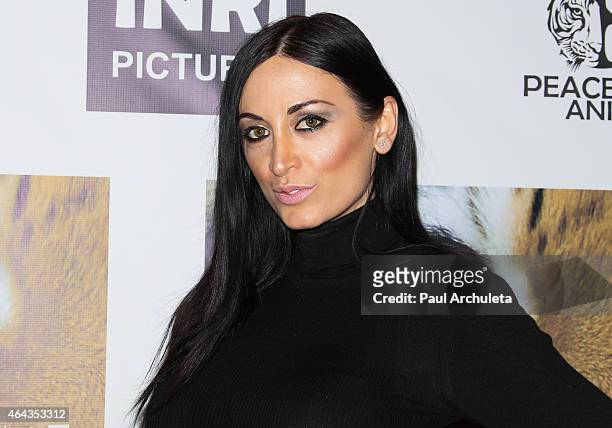 Fshion Model Regina Salpagarova attends the Los Angeles premiere of "Give Me Shelter" at West Hollywood City Hall on February 24, 2015 in West...