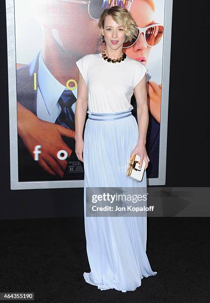 Actress Karine Vanasse arrives at the Los Angeles World Premiere Of Warner Bros. Pictures "Focus" at TCL Chinese Theatre on February 24, 2015 in...