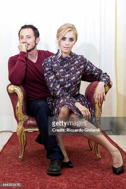 Actors Michele Alhaique, Greta Scarano pose for Self Assignment on August 29, 2014 in Venice, Italy.