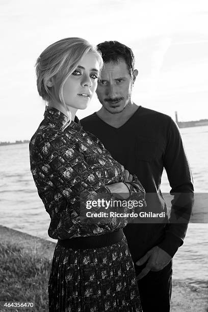 Actors Michele Alhaique, Greta Scarano pose for Self Assignment on August 29, 2014 in Venice, Italy.