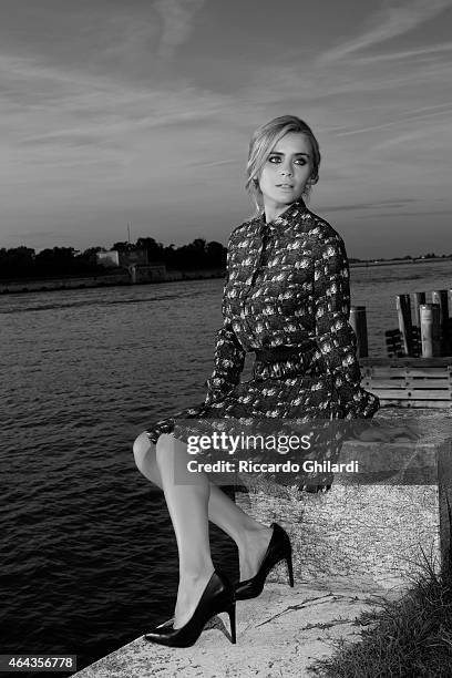 Actors Michele Alhaique, Greta Scarano pose for Self Assignment on August 29, 2014 in Venice, Italy.