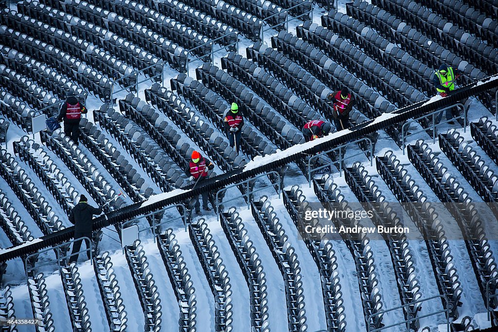 Workers Prepare MetLife Stadium For Superbowl XLVIII