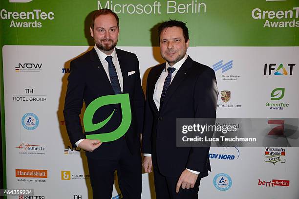 Marco Voigt and Sven Krueger attend the GreenTec Awards Jury Meeting 2015 at Microsoft Berlin on February 25, 2015 in Berlin, Germany.