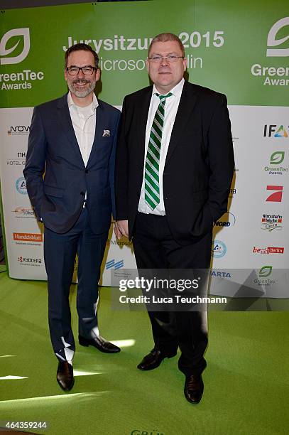 Stefan Franzke and Henrik Tesch attend the GreenTec Awards Jury Meeting 2015 at Microsoft Berlin on February 25, 2015 in Berlin, Germany.