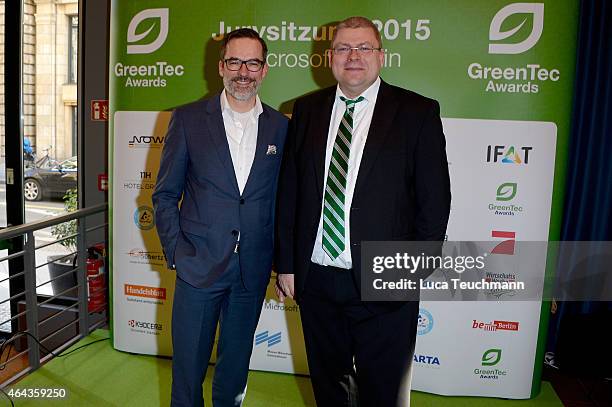 Stefan Franzke and Henrik Tesch attend the GreenTec Awards Jury Meeting 2015 at Microsoft Berlin on February 25, 2015 in Berlin, Germany.