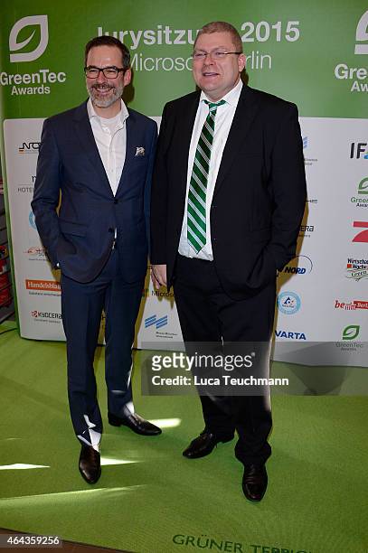 Stefan Franzke and Henrik Tesch attend the GreenTec Awards Jury Meeting 2015 at Microsoft Berlin on February 25, 2015 in Berlin, Germany.