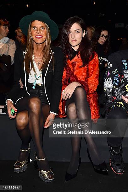 Anna dello Russo and Eleonora Carisi attend the Simonetta Ravizza show during the Milan Fashion Week Autumn/Winter 2015 on February 25, 2015 in...