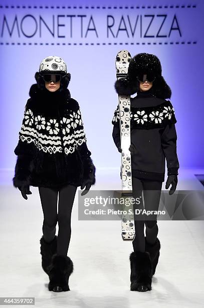 Model walks the runway at the Simonetta Ravizza show during the Milan Fashion Week Autumn/Winter 2015 on February 25, 2015 in Milan, Italy.