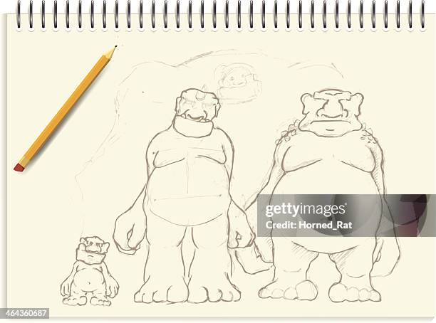 trolls - sketch - ogre fictional character stock illustrations