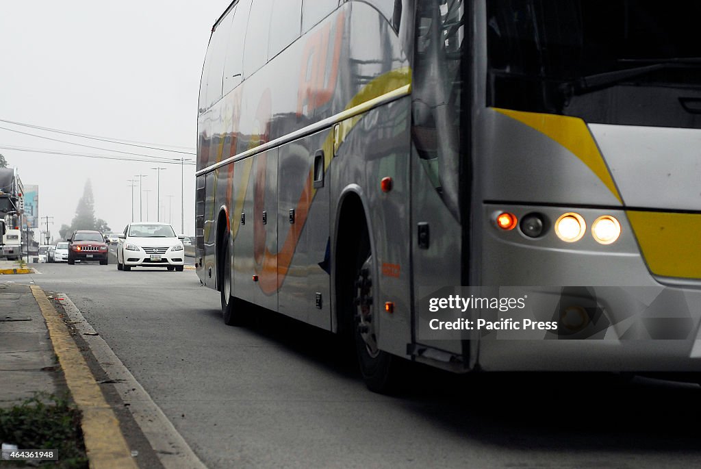 The bus of Buses Orient Line (ADO) with 25 passengers,...