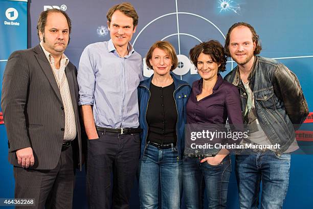 Matthias Egersdoerfer, Fabian Hinrichs, Dagmar Manzel, Eli Wasserscheid and Andreas Leopold. The cast of 'Tatort - Der Himmel ist ein Platz aud Erden...