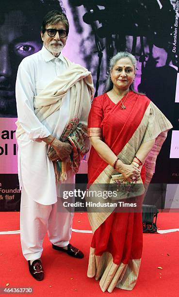 Bollywood actor Amitabh Bachchan with his wife Jaya Bachchan during the launch of Film Heritage Foundation Film Preservation and Restoration School...