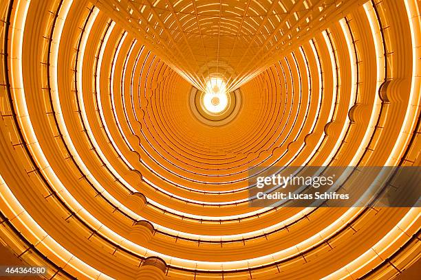 September 16: The Grand Hyatt hotel as seen from 'Patio' bar in Jinmao tower on September 16, 2009 in Shanghai, China.