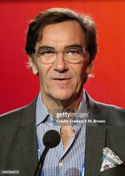 Stephen Segaller, executive-in-charge, speaks onstage during the 'Great Performances/"Glad All Over - The Dave Clark Five and Beyond" ' panel...