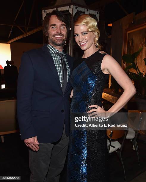 Actors Will Forte and January Jones attend the after party for the premiere of Fox's "The Last Man On Earth" at on February 24, 2015 in Los Angeles,...