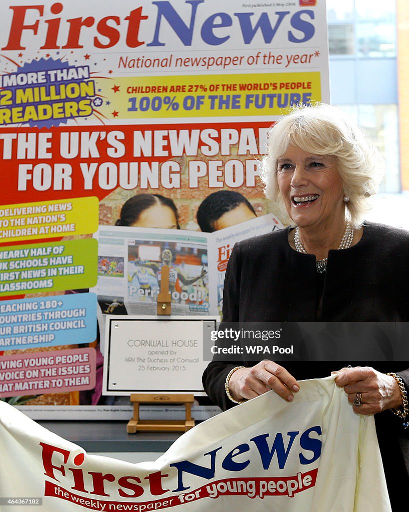 Duchess Of Cornwall Opens The Offices Of The Children's Newspaper 'First News'