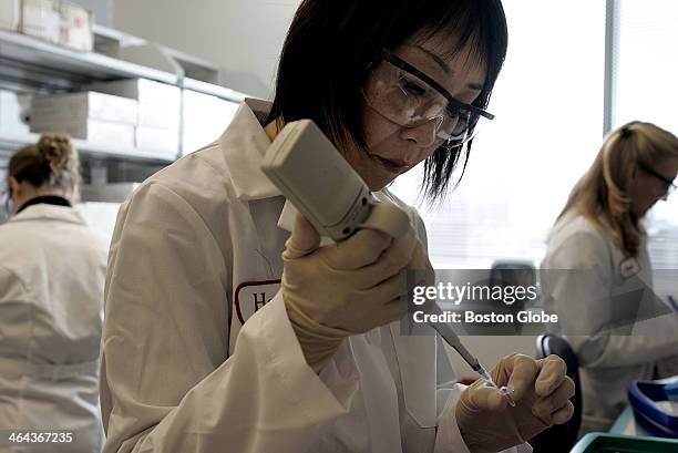 In the lab at Novartis, Diabetes Metabolism Research Group scientist Jie Zhang prepares samples for real-time PCR . Novartis Institutes for...