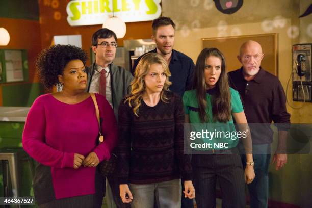 Analysis of Cork-Based Networking" Episode 506 -- Pictured: Yvette Nicole Brown as Shirley, John Oliver as Professor Ian Duncan, Gillian Jacobs as...