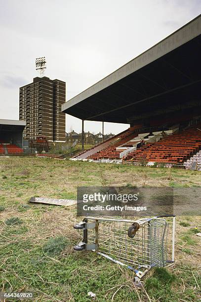 Deserted Valley stadium pictured in 1988, Charlton Athletic left the ground in 1985 to groundshare with Crystal Palace at Selhurst Park before...