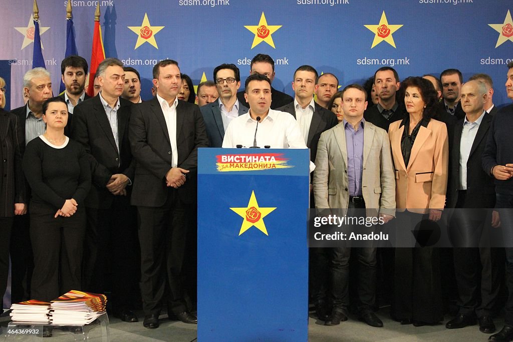 Macedonian opposition leader Zoran Zaev's press conference