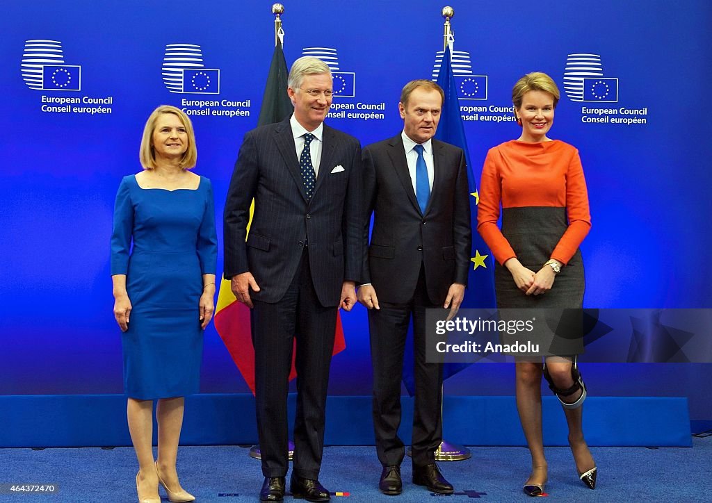 King Philippe of Belgium and his wife Queen Mathilde visit EU headquarters