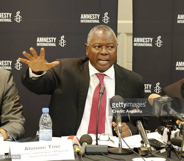 Alioune Tine, Director of the regional office for West and Central Africa Amnesty International speaks during a press conference on the Amnesty...