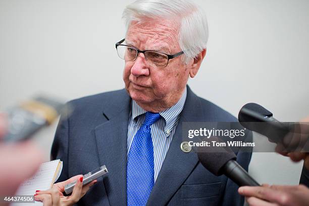 Rep. Hal Rogers, R-Ky., talks with the media after a meeting of the House Republican Conference in the Capitol, February 25, 2015.